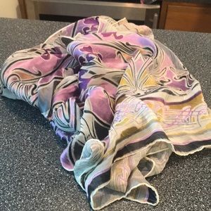 Art noveau silk burned out velvet 86” scarf